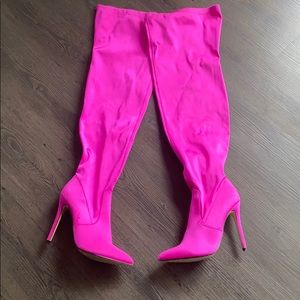 Thigh high Hot pink heeled boots